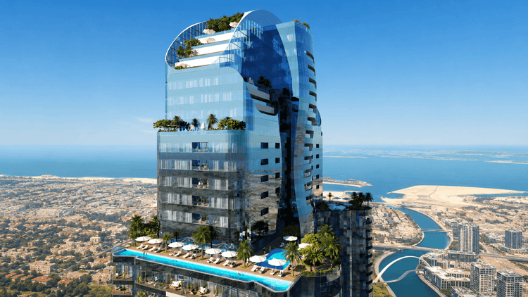 Al Habtoor Tower completes final glass façade installation